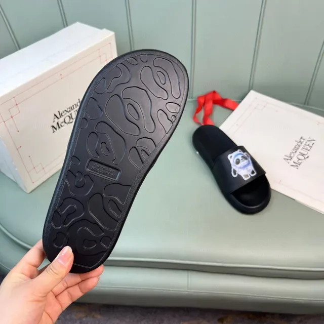 Alexander McQueen Panda Graphic Black Slide Slippers 3