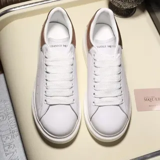 Alexander McQueen White Brown Low-Top Leather Upper Lifestyle Sneakers