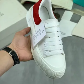 Alexander McQueen White Red Oversized Silhouette Textured Rubber Sole Lifestyle Sneakers