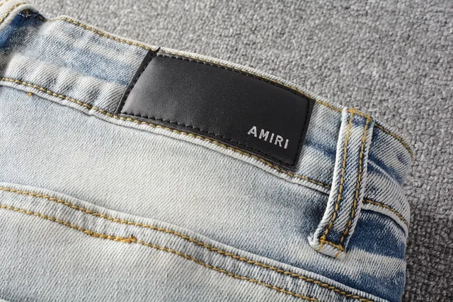 Amiri Blue White Distressed Graphic-Print Jeans 8