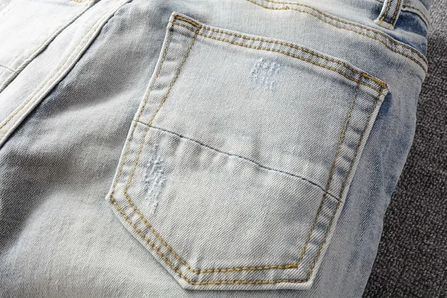 Amiri Blue White Distressed Graphic-Print Jeans 9
