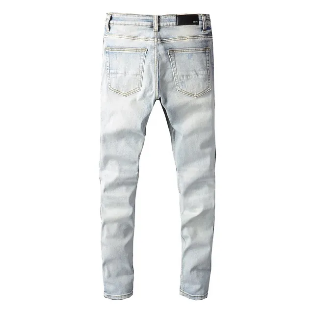 Amiri Blue White Distressed Graphic-Print Jeans 11
