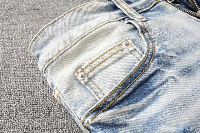 Amiri Blue White Distressed Graphic-Print Jeans 13