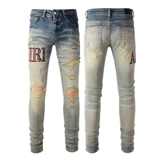 Amiri Distressed Logo Slim-Fit Jeans