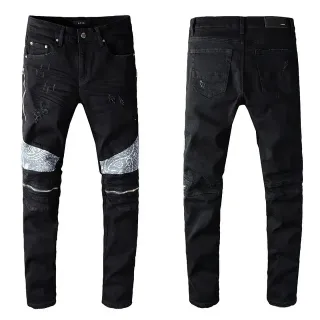 Amiri Distressed Panelled Moto Jeans