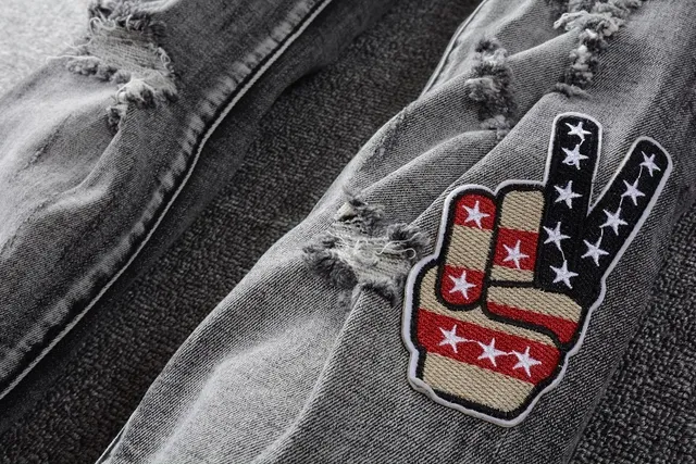 Amiri Gray Black Distressed Patchwork Jeans 2
