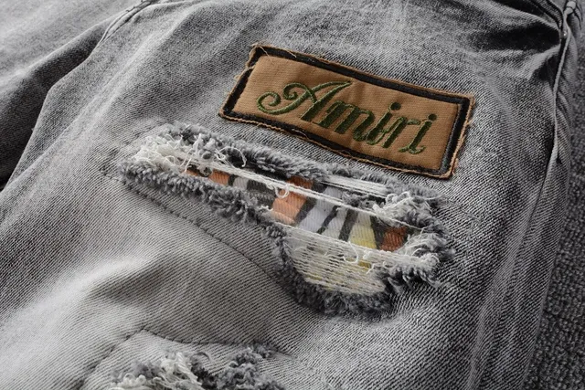 Amiri Gray Black Distressed Patchwork Jeans 3
