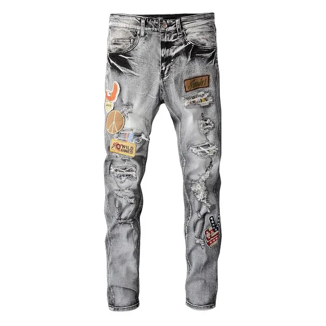 Amiri Gray Black Distressed Patchwork Jeans 5