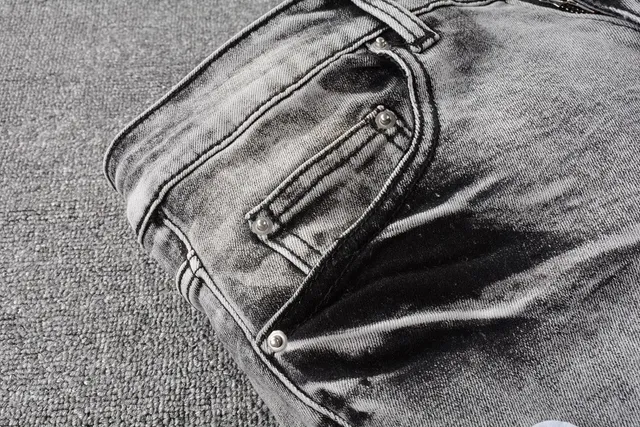 Amiri Gray Black Distressed Patchwork Jeans 14