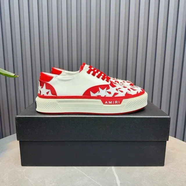 Amiri MA Court Star-Perforated Vermelho e Branco Tênis Lifestyle 3