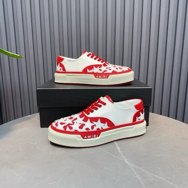 Amiri MA Court Star-Perforated Vermelho e Branco Tênis Lifestyle 4