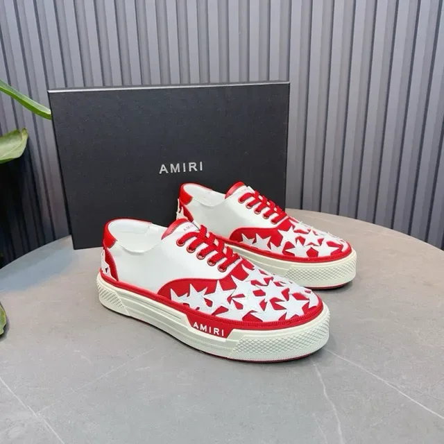 Amiri MA Court Star-Perforated Vermelho e Branco Tênis Lifestyle 5