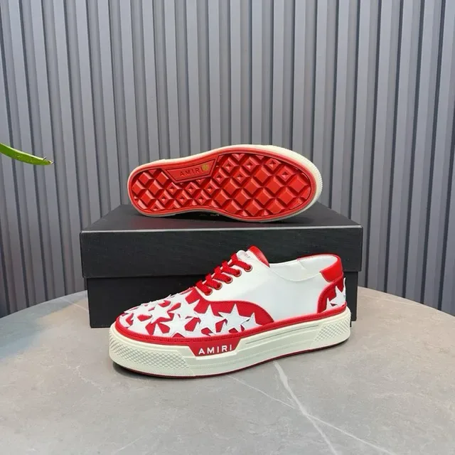 Amiri MA Court Star-Perforated Vermelho e Branco Tênis Lifestyle 6