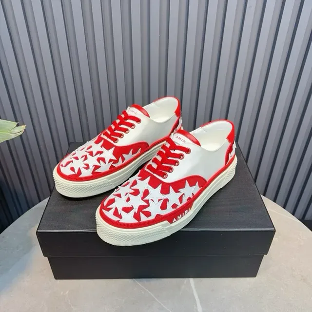 Amiri MA Court Star-Perforated Vermelho e Branco Tênis Lifestyle 7