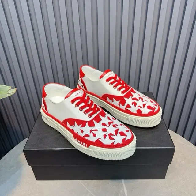 Amiri MA Court Star-Perforated Vermelho e Branco Tênis Lifestyle 8