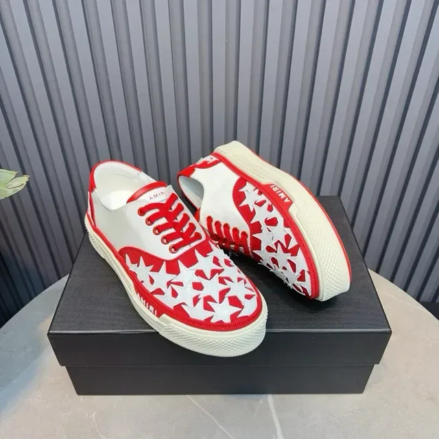 Amiri MA Court Star-Perforated Vermelho e Branco Tênis Lifestyle 9