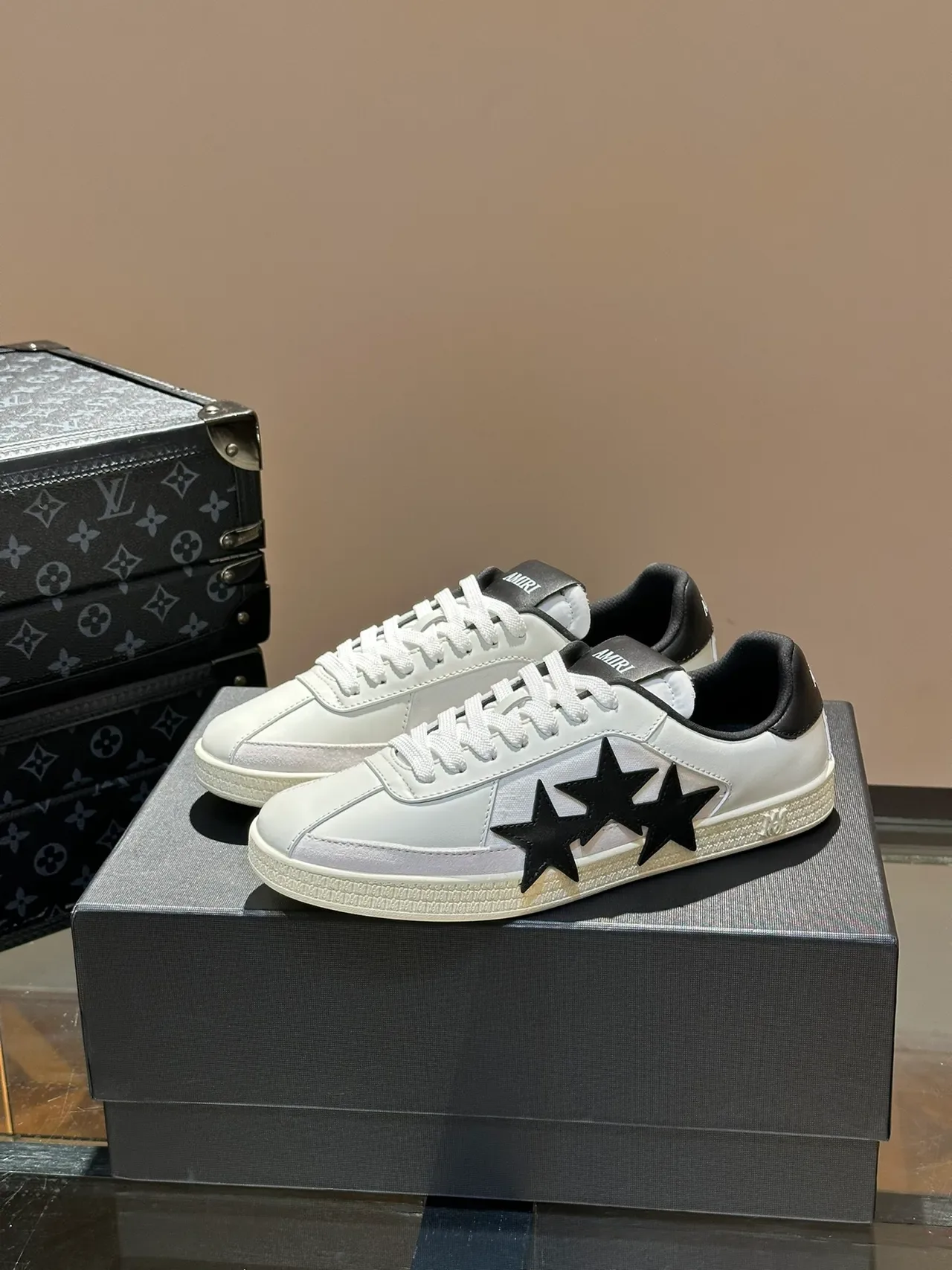 Amiri MA Court White Black Leather Upper Star Appliqués Lifestyle Sneakers 4