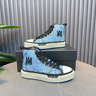 Amiri Skel Top High Light Blue Bandana-Print Lifestyle Sneakers