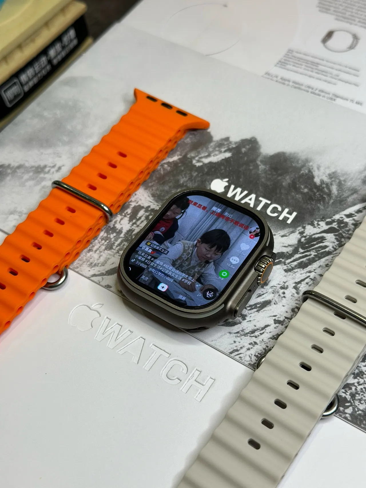 Apple Ultra Cinza Laranja Rústico Quadrado Case Elevado Titanium Style Bezel Esportivo Relógio 2