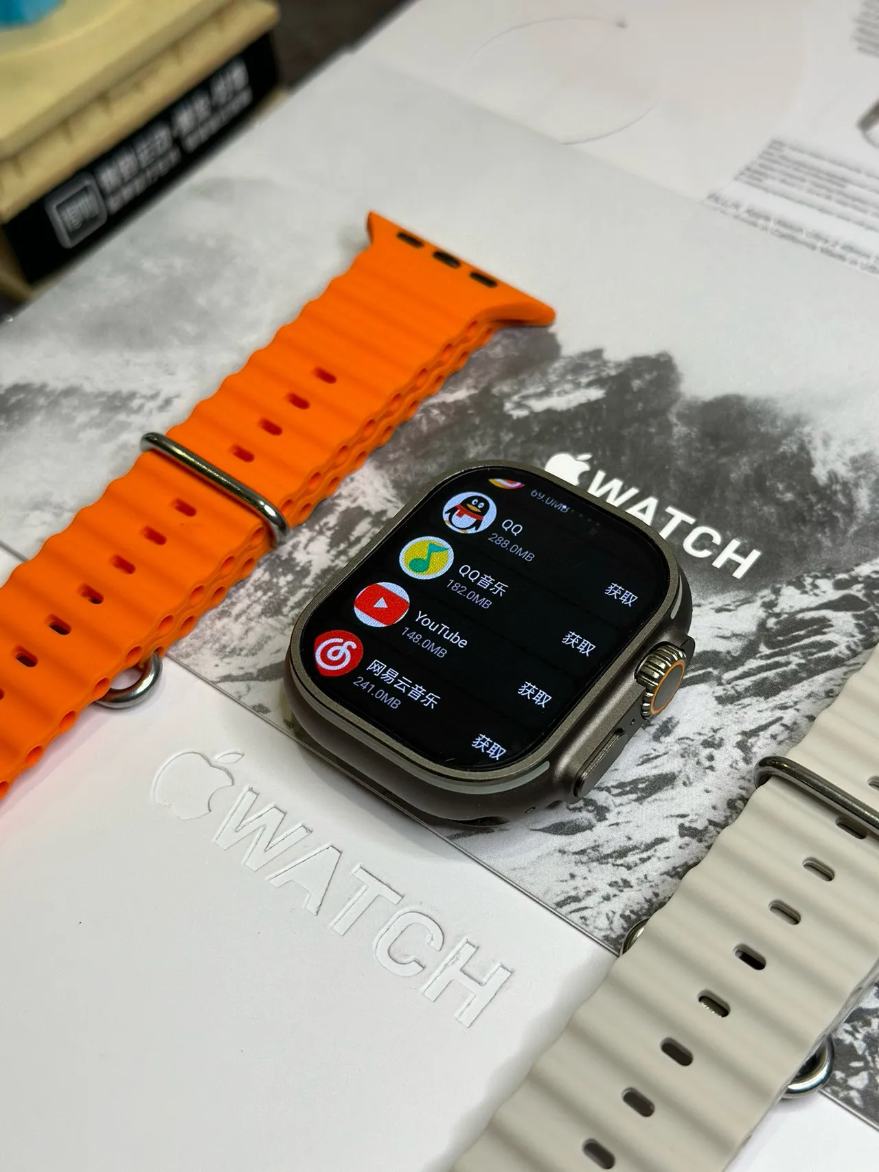 Apple Ultra Cinza Laranja Rústico Quadrado Case Elevado Titanium Style Bezel Esportivo Relógio 3