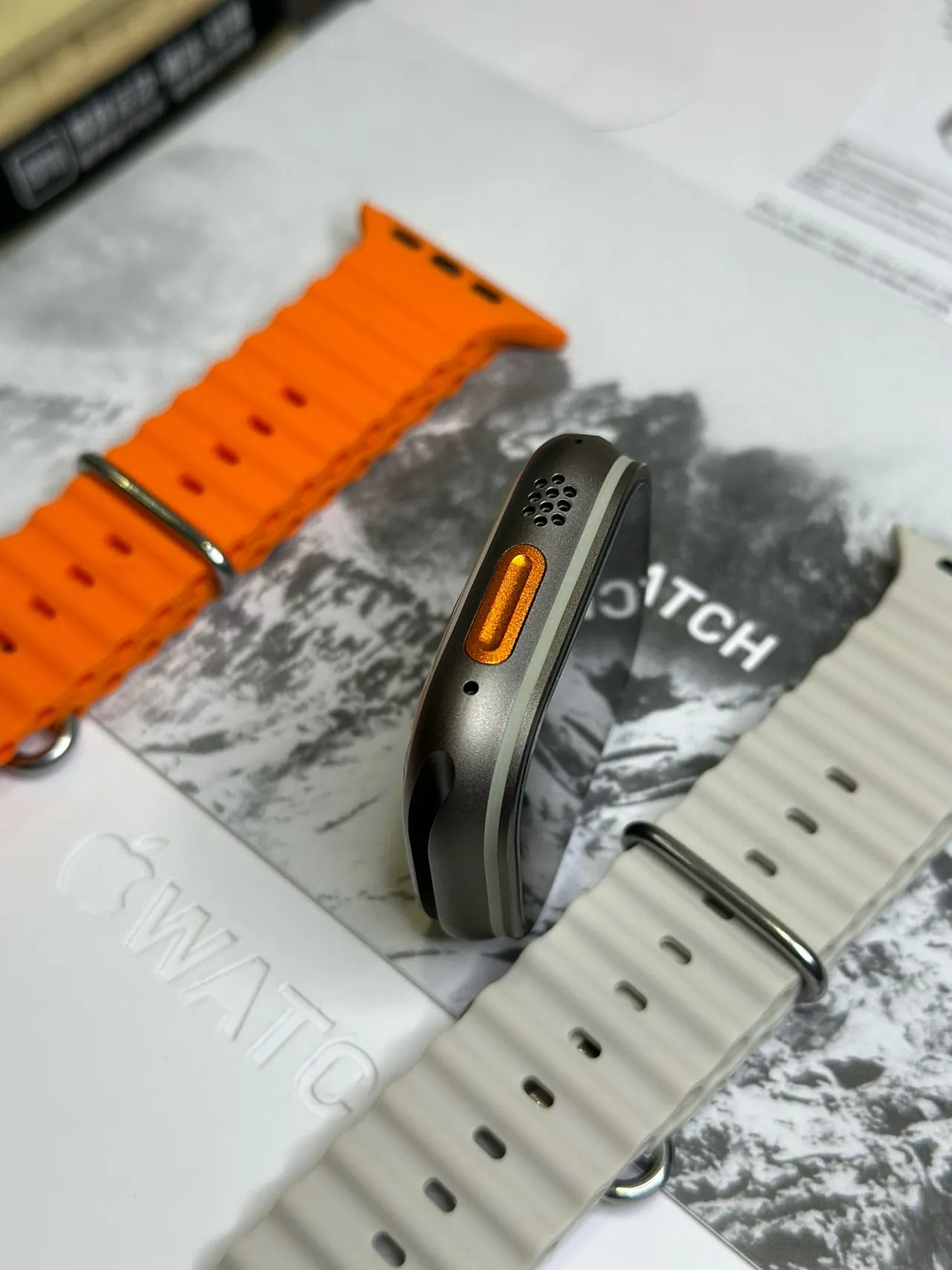 Apple Ultra Cinza Laranja Rústico Quadrado Case Elevado Titanium Style Bezel Esportivo Relógio 8