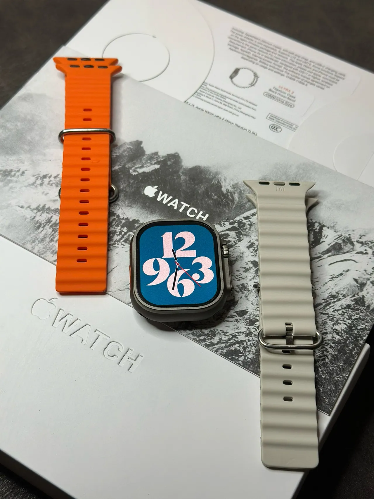 Apple Ultra Cinza Laranja Rústico Quadrado Case Elevado Titanium Style Bezel Esportivo Relógio 12