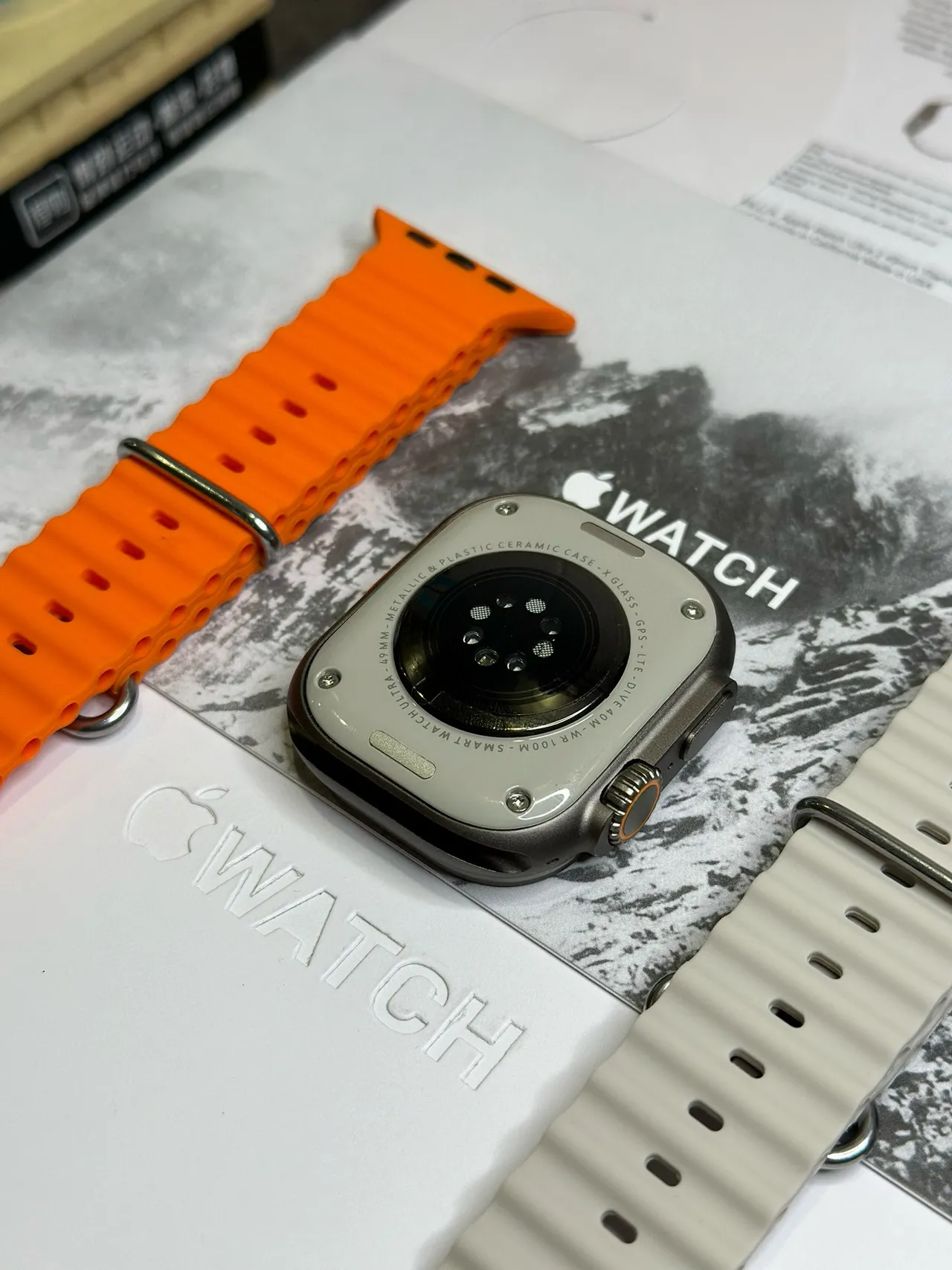 Apple Ultra Cinza Laranja Rústico Quadrado Case Elevado Titanium Style Bezel Esportivo Relógio 15