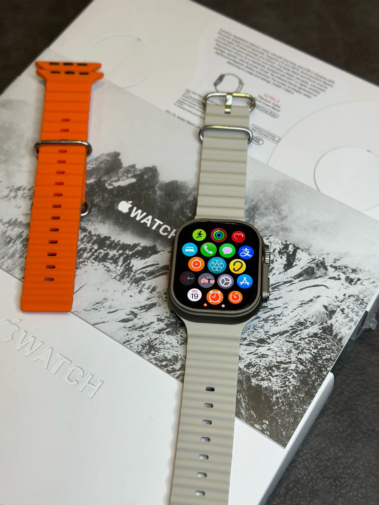 Apple Ultra Cinza Laranja Rústico Quadrado Case Elevado Titanium Style Bezel Esportivo Relógio 16