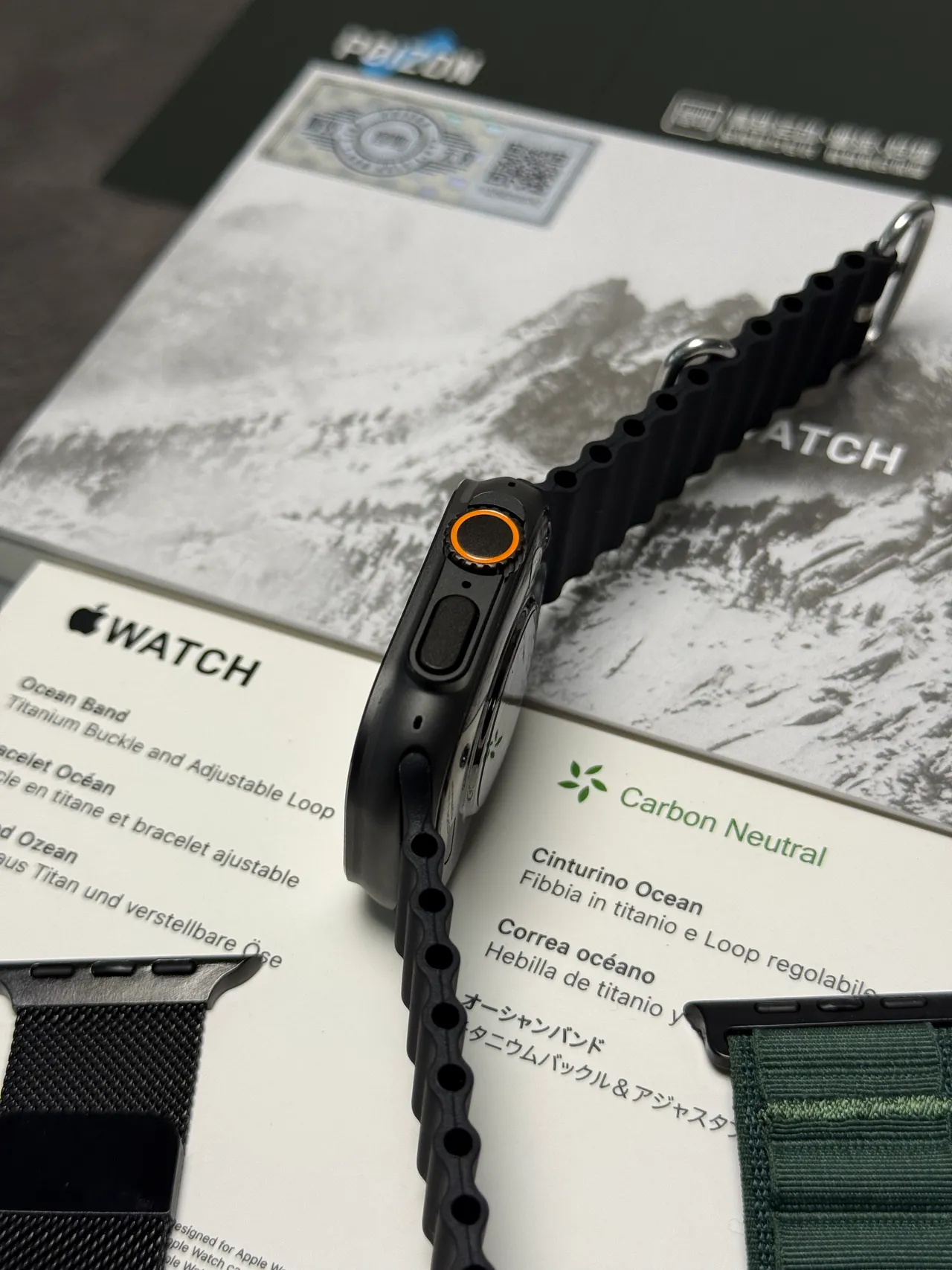 Apple Watch Ultra Pulseira Ocean Preta Relógio Desportivo 2