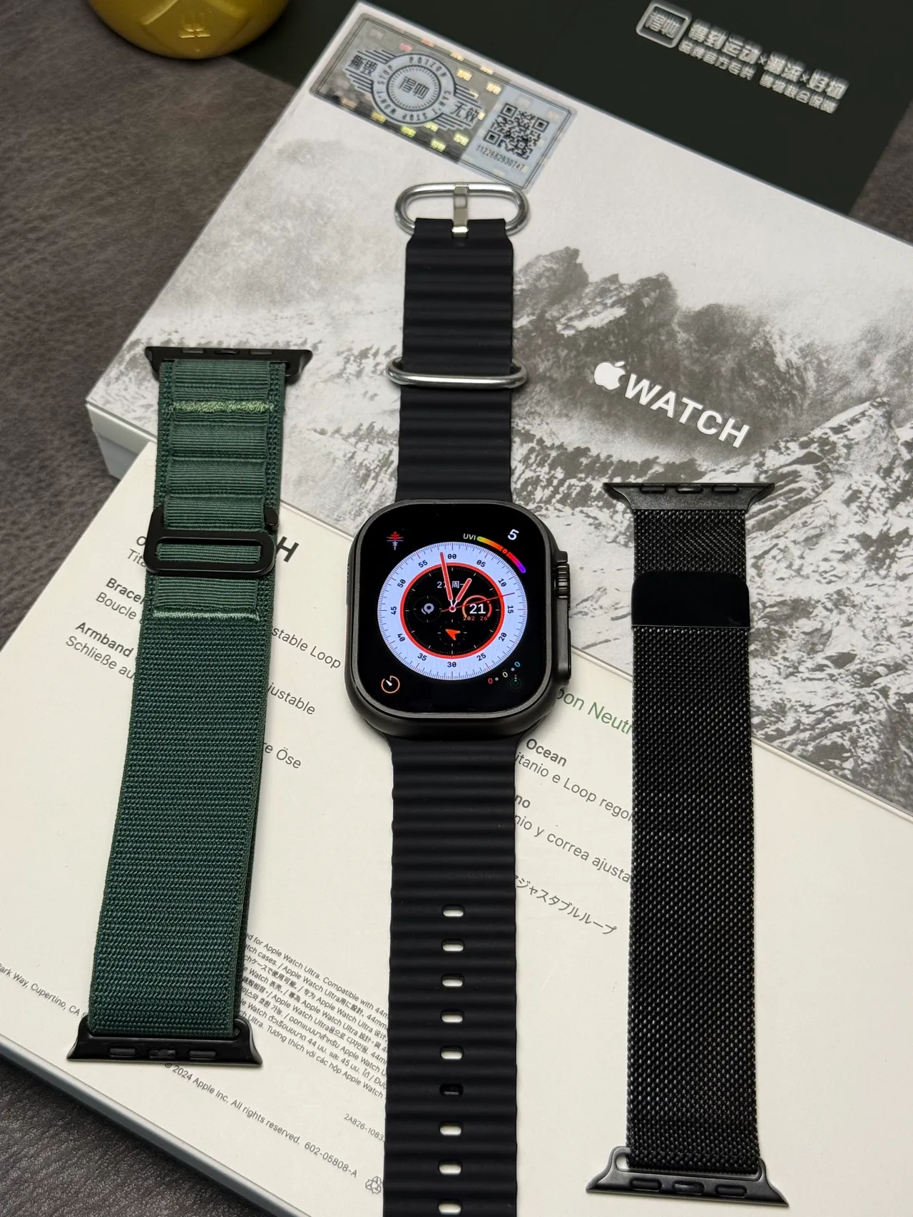 Apple Watch Ultra Pulseira Ocean Preta Relógio Desportivo 12