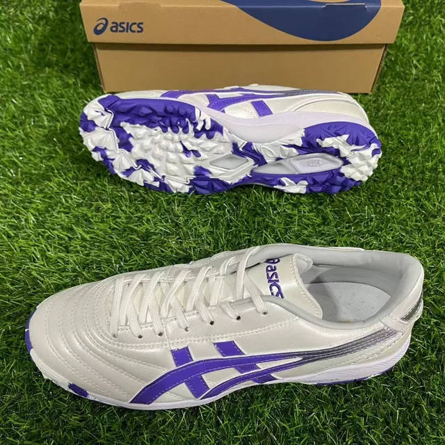 ASICS Arthur's TF Blanc Violet Pelouse Chaussures de Football 4