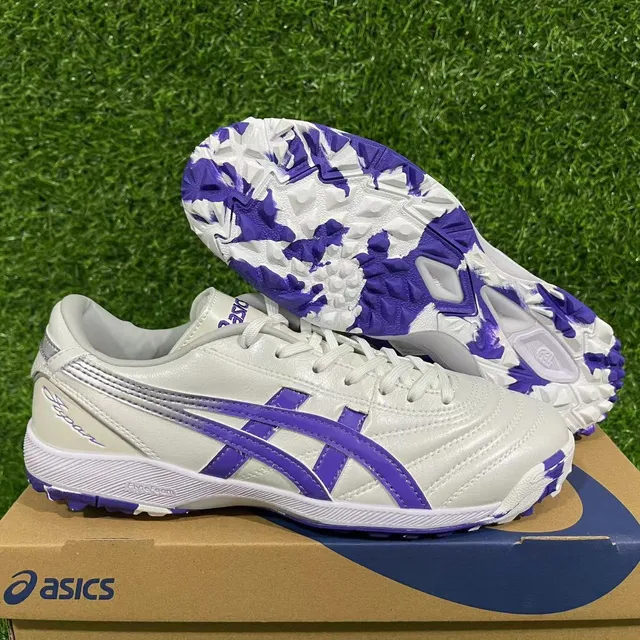 ASICS Arthur's TF Blanc Violet Pelouse Chaussures de Football 5