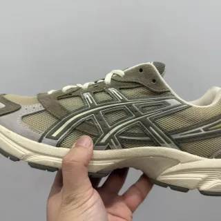 ASICS بيج بني شبكة و جلد ناعم لوحات طبقات خطوط النمر شعار نمط حياة أحذية رياضية