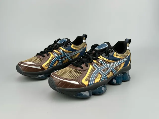 ASICS Marron Or Matière Filet Multicouche et Synthétique Supérieure Rayures Tigre Logo Chaussures de Course 6