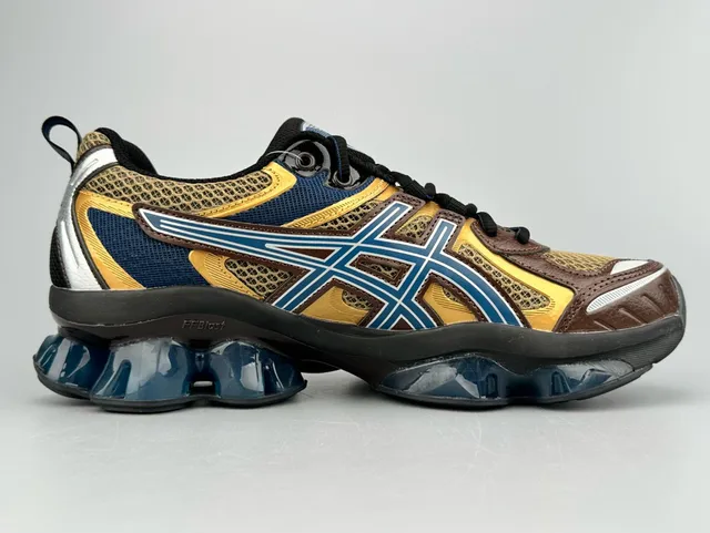 ASICS Marron Or Matière Filet Multicouche et Synthétique Supérieure Rayures Tigre Logo Chaussures de Course 9