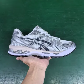ASICS Gel-Kayano Silver Metallic and White Running Shoes