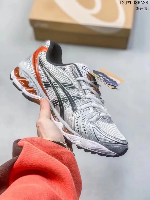 ASICS Gel-Kayano Tênis de Corrida Prata Laranja Preto 2