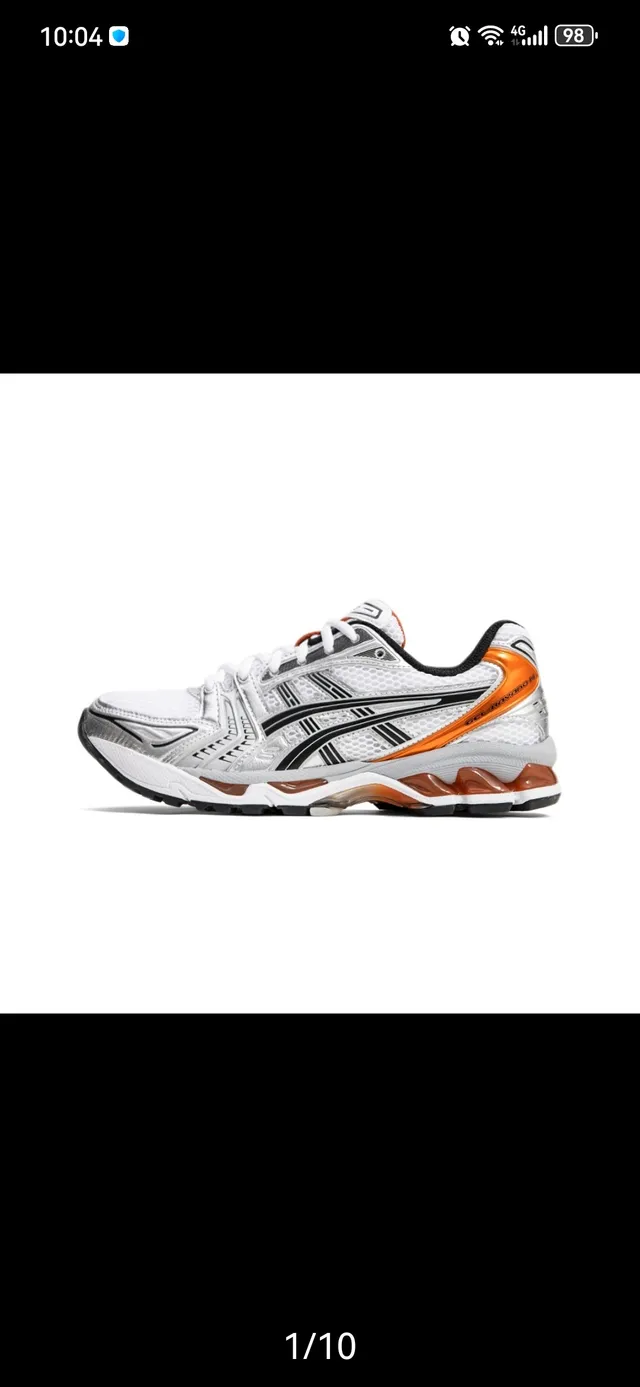 ASICS Gel-Kayano Tênis de Corrida Prata Laranja Preto 3