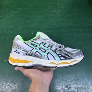 ASICS Gel-Kayano White Silver Lime Green Running Shoes