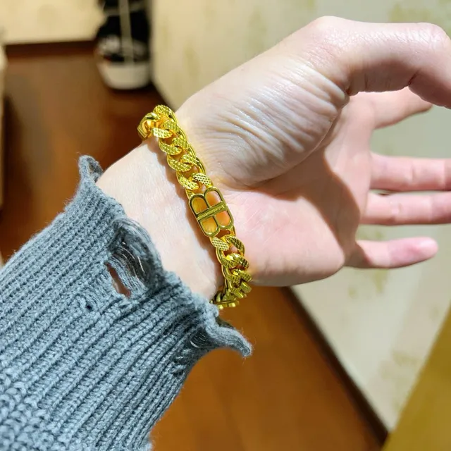 Balenciaga BB Chain Doré Curb-Link Bracelet 7