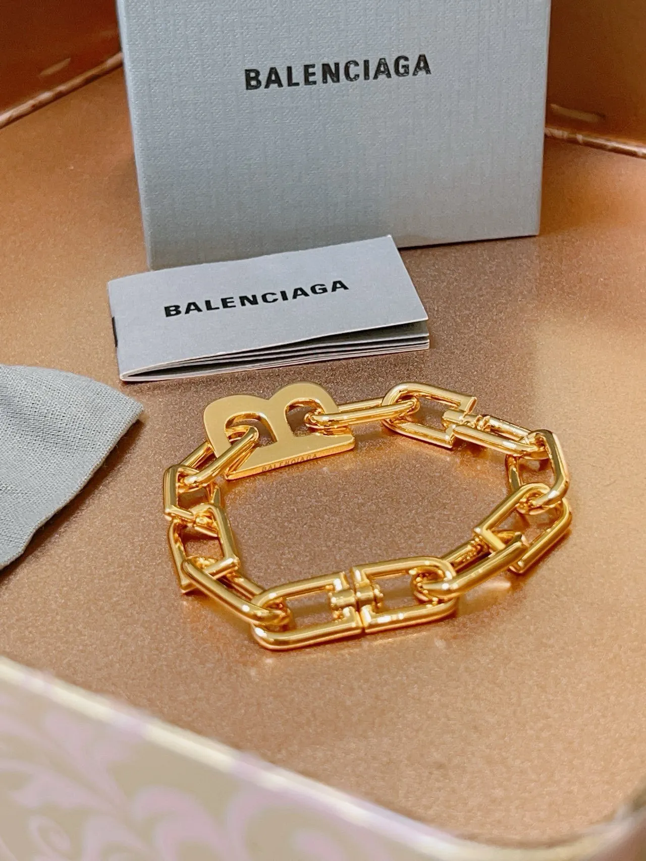 Balenciaga BB Chain Link Gold-Tone Bracelet 5