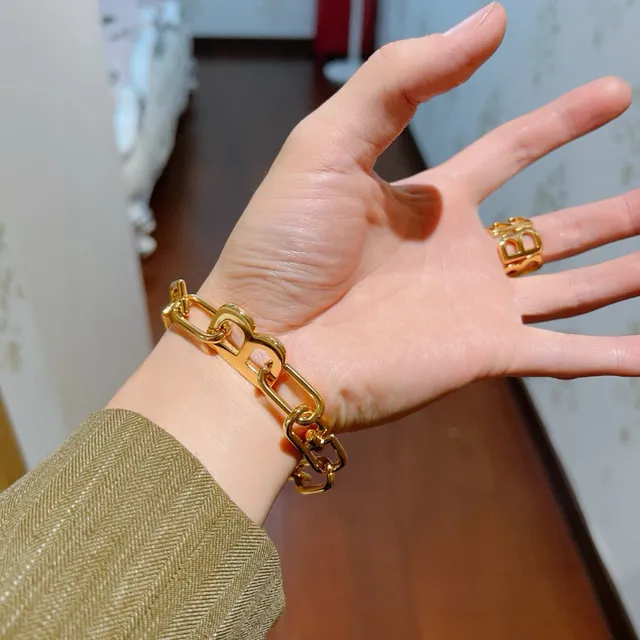 Balenciaga BB Chain Link Gold-Tone Bracelet 7