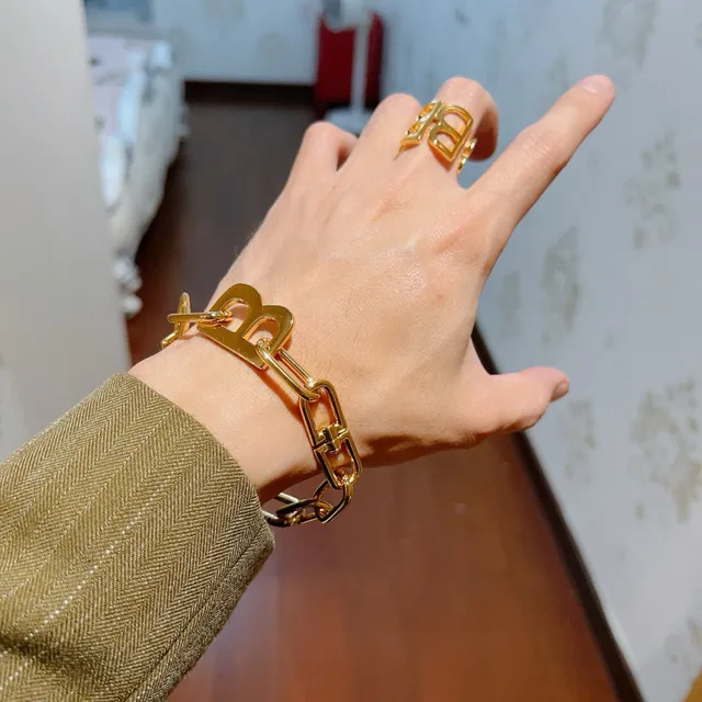 Balenciaga BB Chain Link Gold-Tone Bracelet 8
