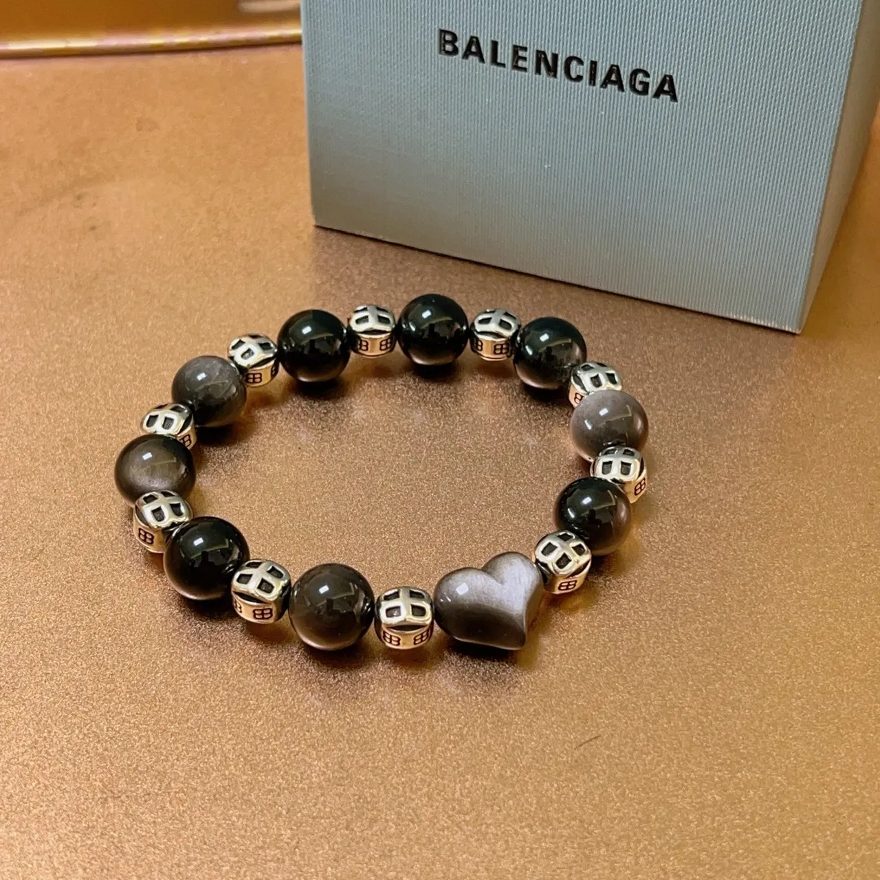 Balenciaga BB Logo Beaded Heart Bracelet 2