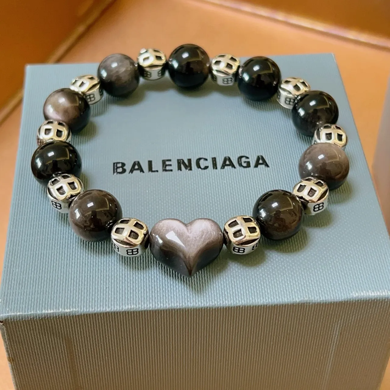Balenciaga BB Logo Beaded Heart Bracelet 3
