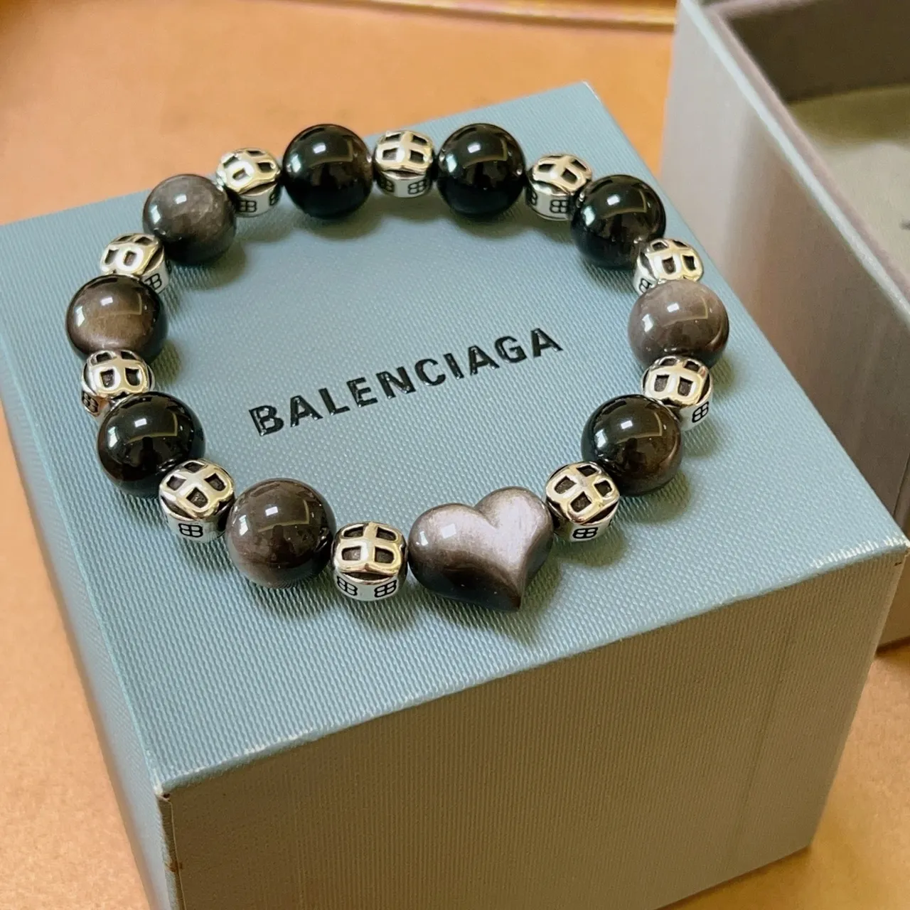 Balenciaga BB Logo Beaded Heart Bracelet 6