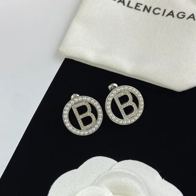 Balenciaga BB Logo Brincos de Pérola e Cristal Stud 3