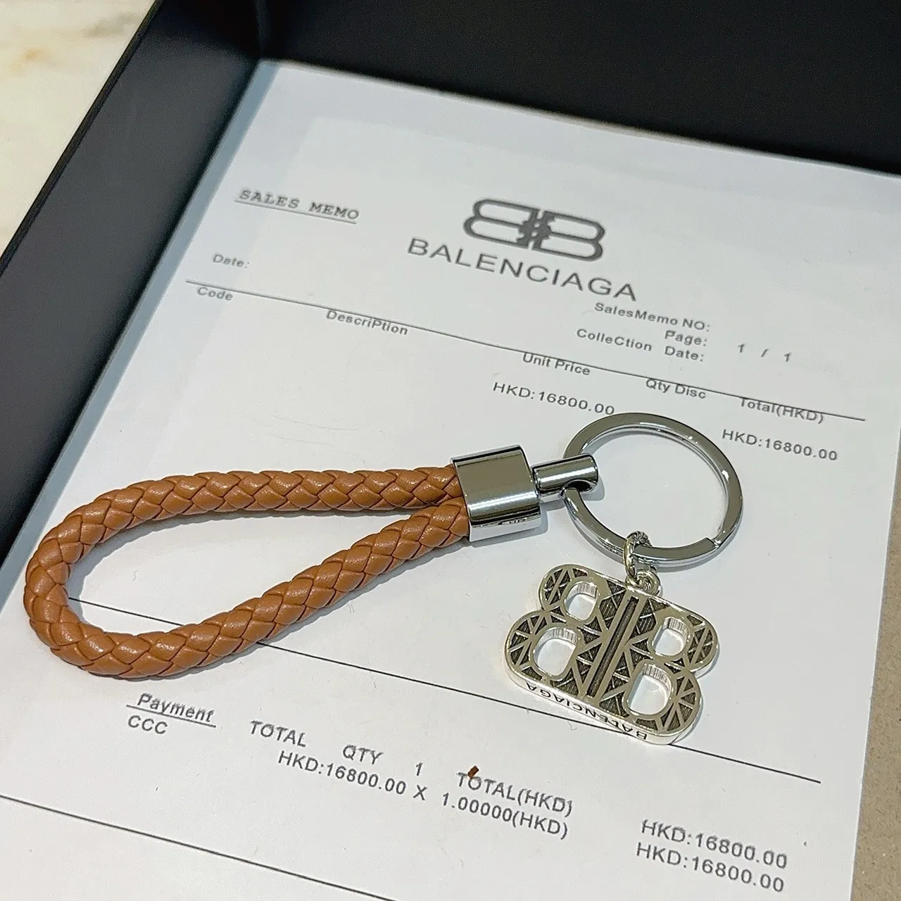 Balenciaga BB Monogram বাদামী রূপালি বোনা চামড়ার লুপ জ্যামিতিক চার্ম জুয়েলরি 3
