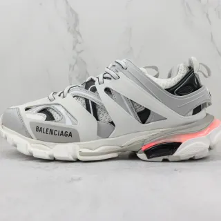 Balenciaga Gris Rosa Multi-Strap Cage Overlay Malla y Sintético Superior Sneakers Chunky