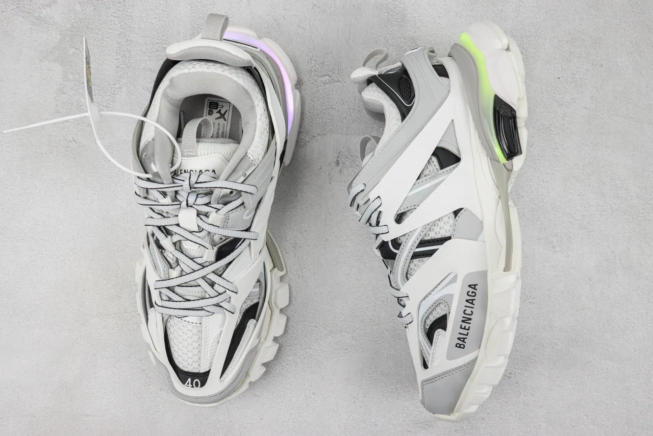 Balenciaga Cinza Rosa Multi-Strap Cage Overlay Malha e Sintético Superior Tênis Chunky 3